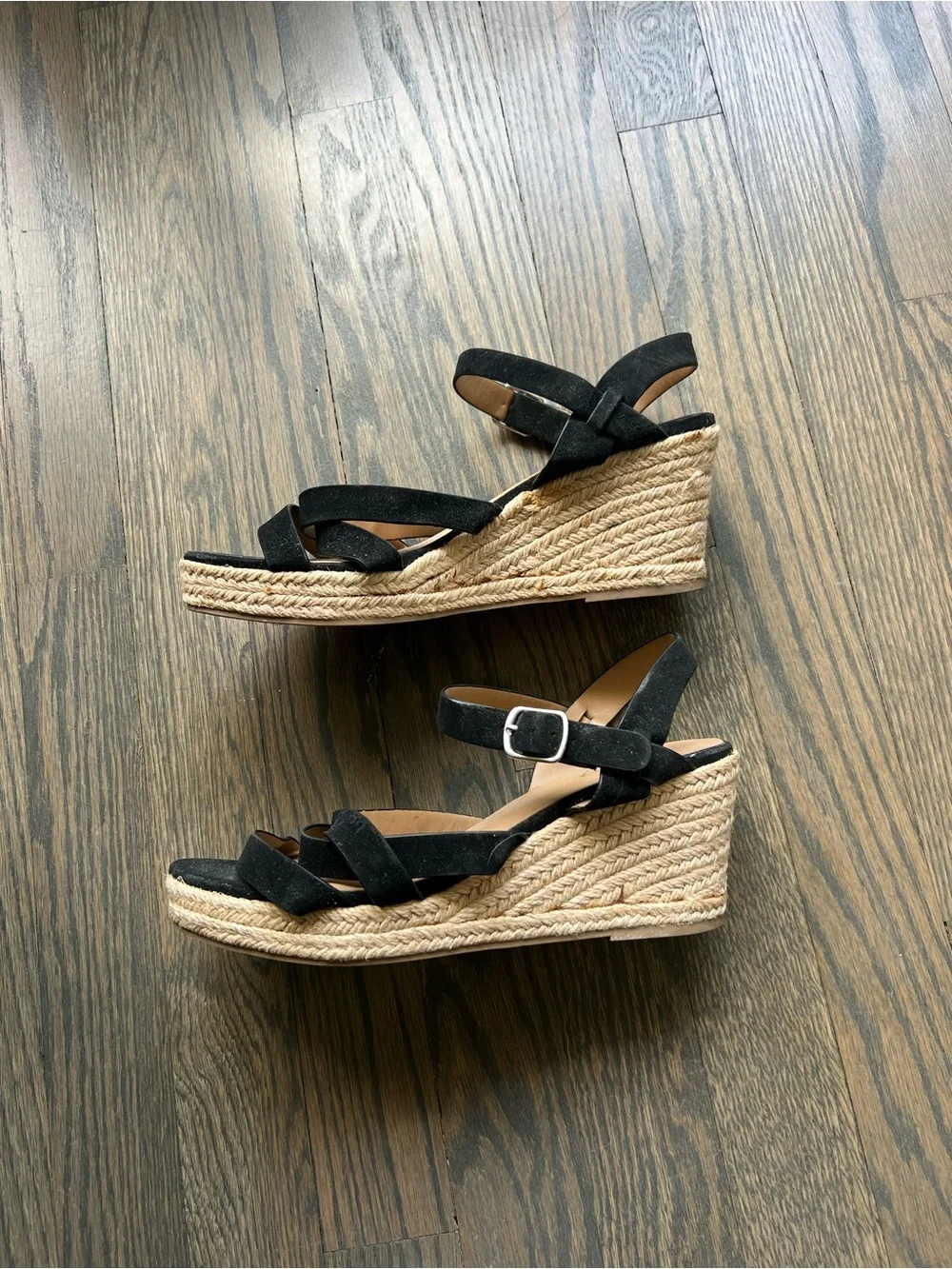 Marshalls Black Strappy Wedge Sandals
